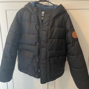 Abercrombie Kids puffer, fleece lined size 15/16 navy blue lined w/blue fleece